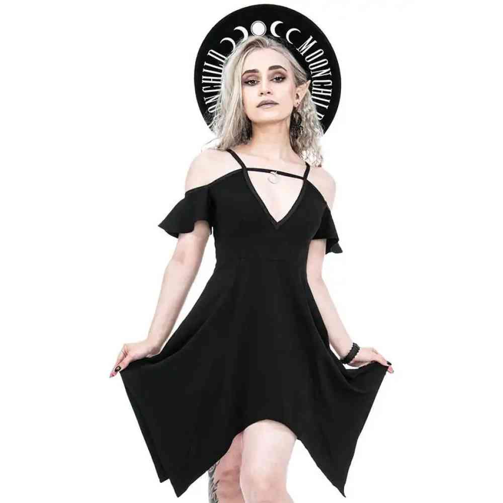 Restyle - Moon Keyhole Mini dress - Black